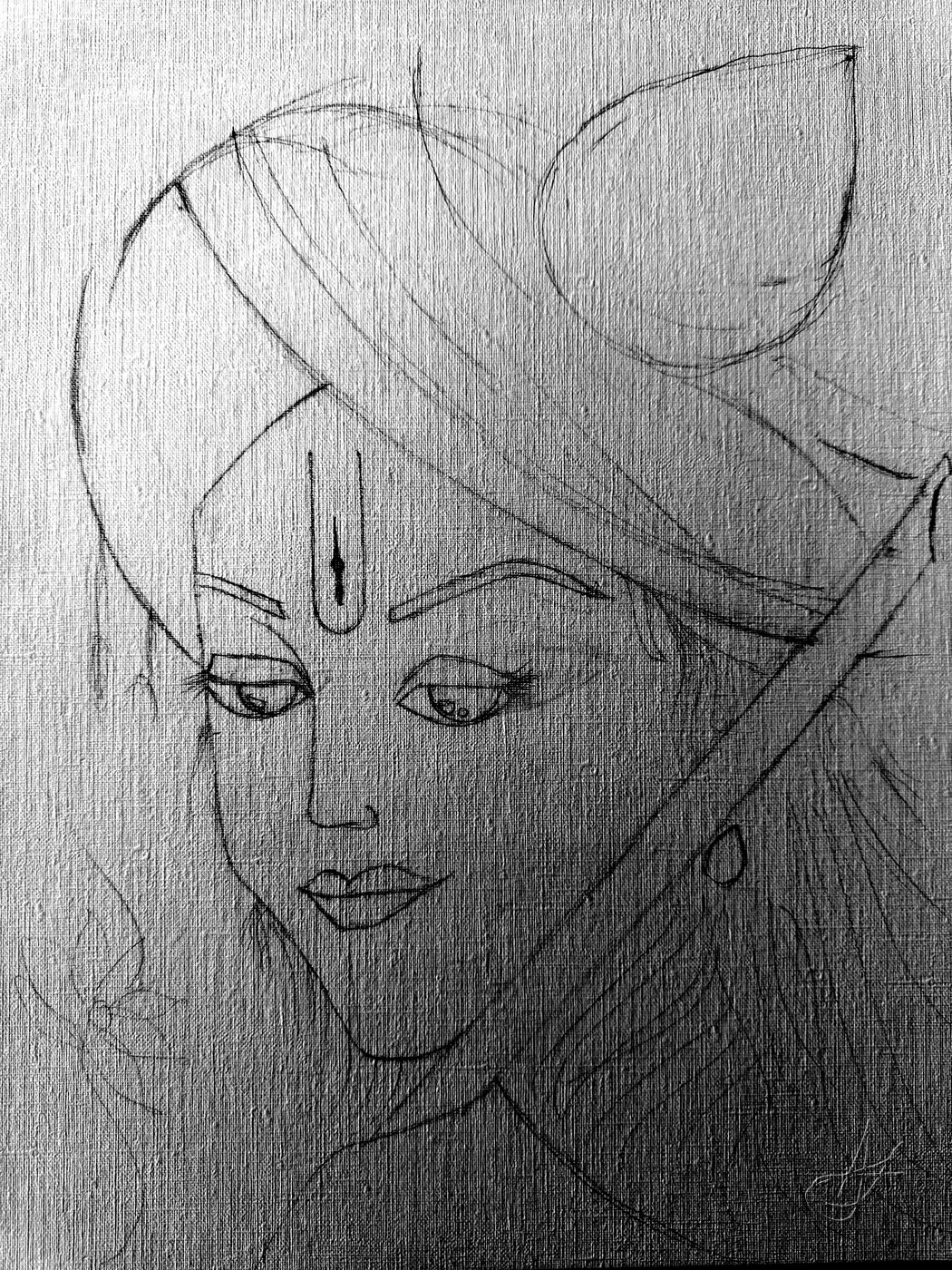 Krishna, drawn in graphite