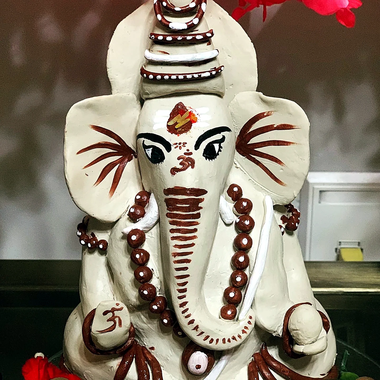Ganesha sculpted by hand in clay