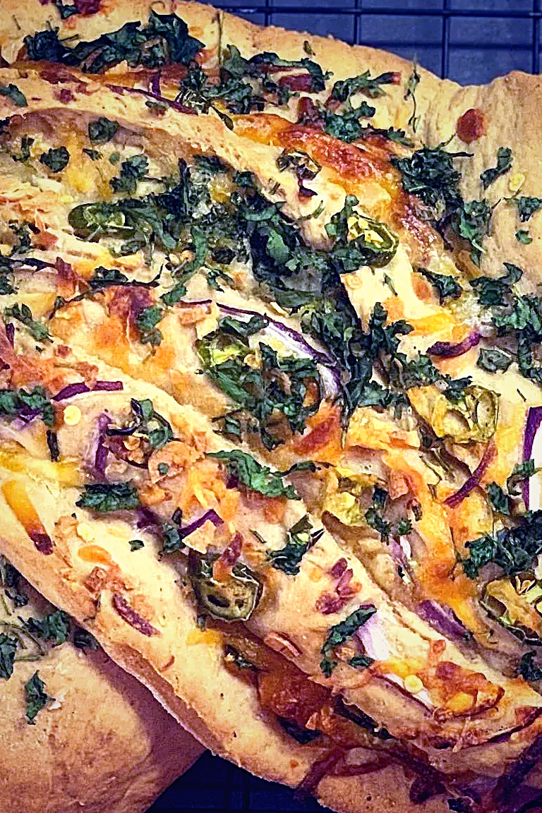 A plaited herb bread