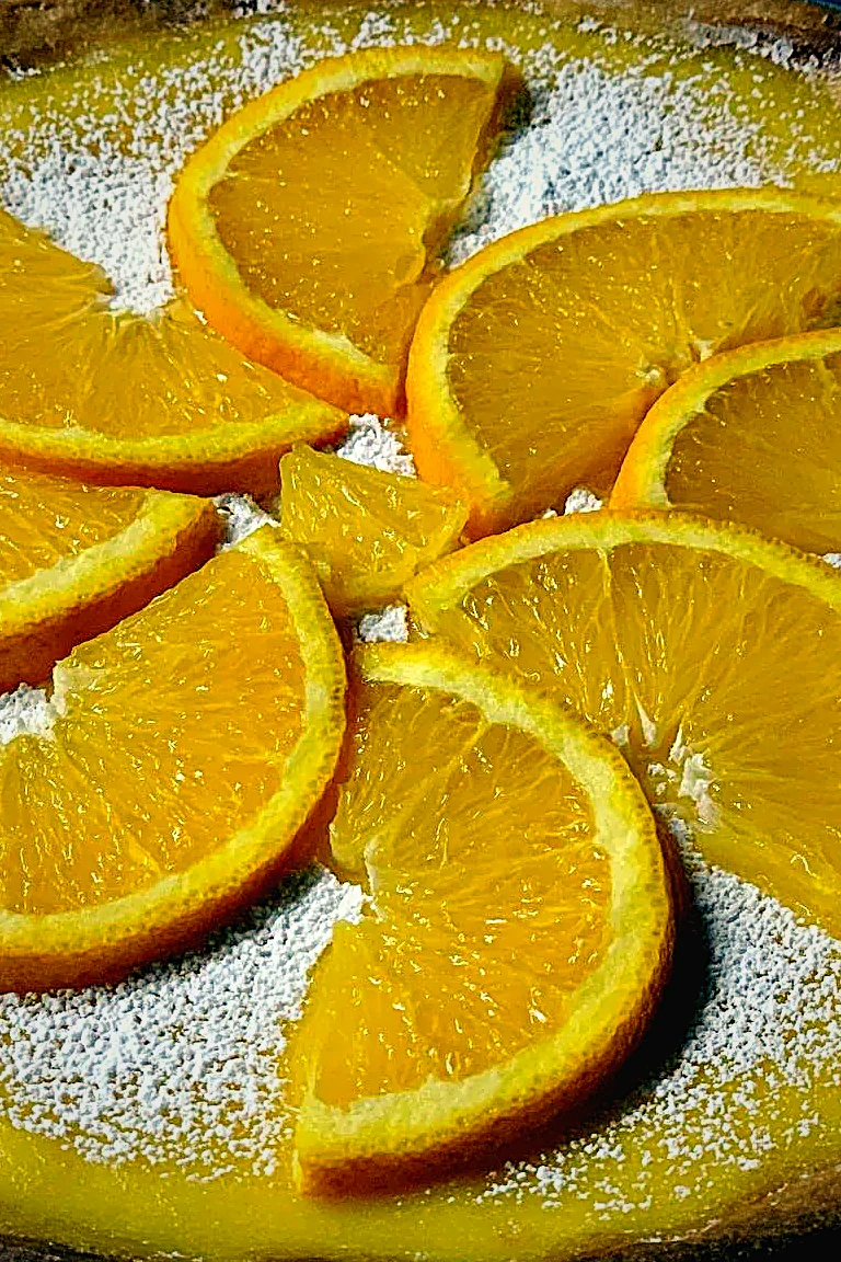 An orange curd tart